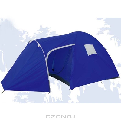Палатка четырехместная "Everest", двуслойная, цвет: синий. 2741